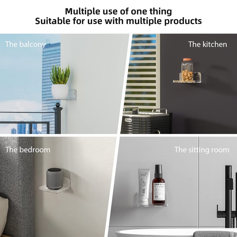 Liboer Wall Mount Floating Shelves for 2 Pcs Camera Mini Speaker Shelf Baby Monitor Wall Mount Shelf Other Small Items in Bedroom Bathroom Kitchen Living Room Clear Mini Shelf Flexible Use for Wall Space - Image 2